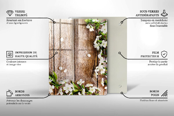 Herd abdeckplatte Weiße Blumen auf den Brettern