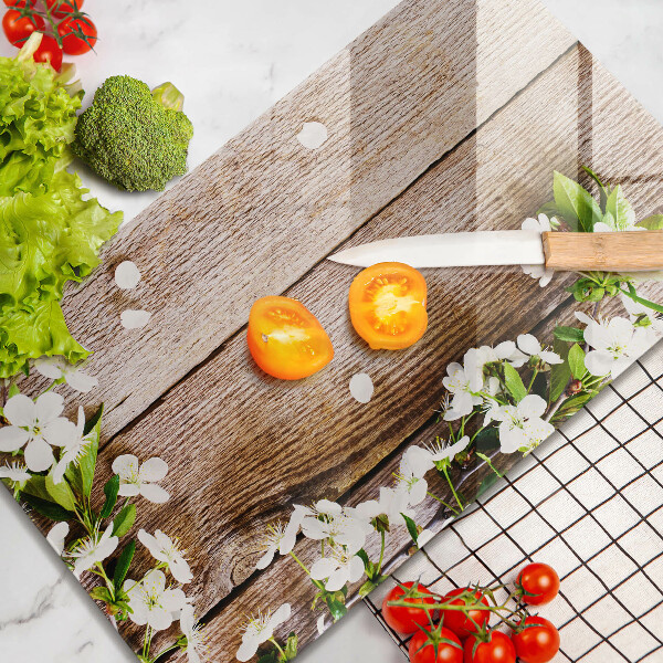 Herd abdeckplatte Weiße Blumen auf den Brettern