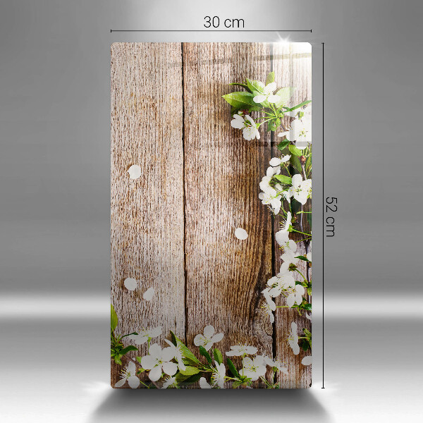 Herd abdeckplatte Weiße Blumen auf den Brettern