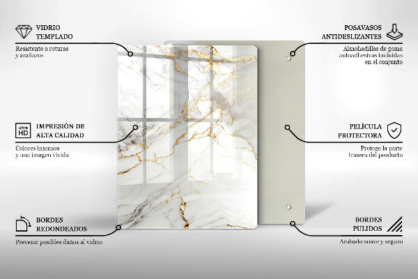 Herd abdeckplatte Heller Marmor mit Gold