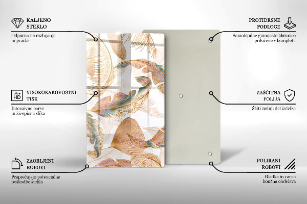 Herd abdeckplatte Boho-Federn und Blätter