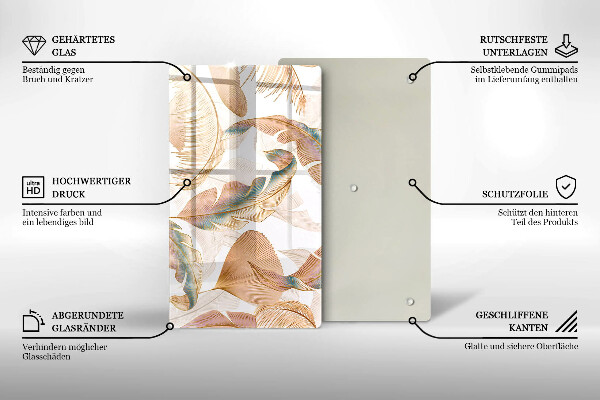 Herd abdeckplatte Boho-Federn und Blätter