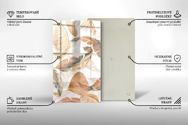 Herd abdeckplatte Boho-Federn und Blätter