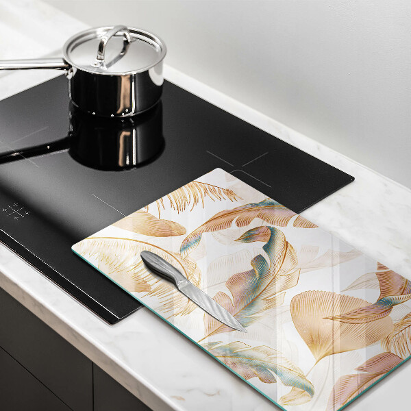 Herd abdeckplatte Boho-Federn und Blätter