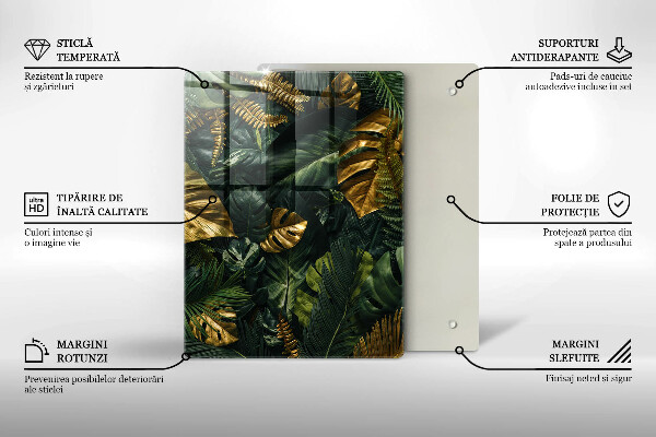 Herd abdeckplatte Goldene Monstera-Blätter