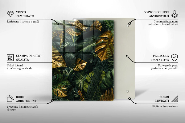 Herd abdeckplatte Goldene Monstera-Blätter