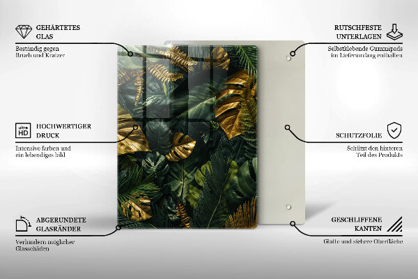 Herd abdeckplatte Goldene Monstera-Blätter