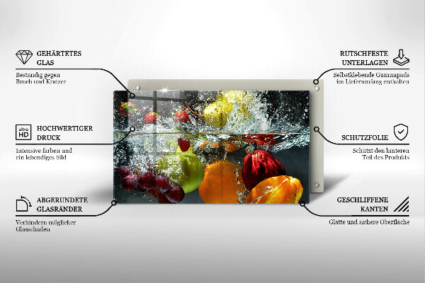 Herdabdeckplatte glas Saftige Frucht in Wasser