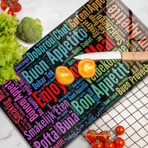 Herdabdeckplatte glas Untertitel Guten Appetit Sprachen
