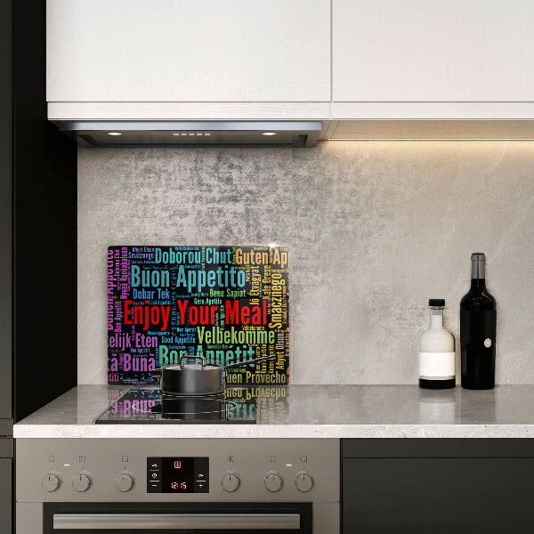 Herdabdeckplatte glas Untertitel Guten Appetit Sprachen