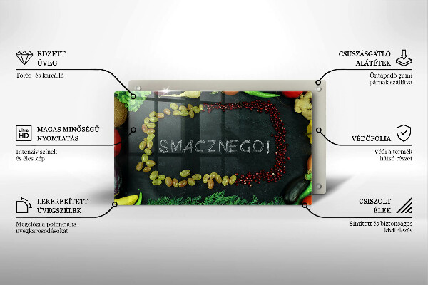 Herdabdeckplatte glas Smacznego!