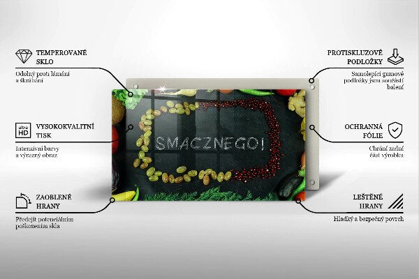 Herdabdeckplatte glas Smacznego!