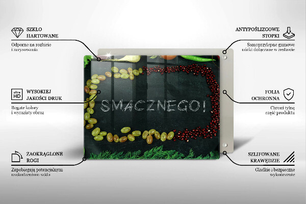 Herdabdeckplatte glas Smacznego!