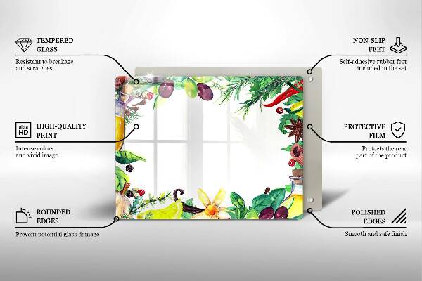 Herdabdeckplatte glas Bemaltes Essen