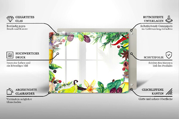 Herdabdeckplatte glas Bemaltes Essen