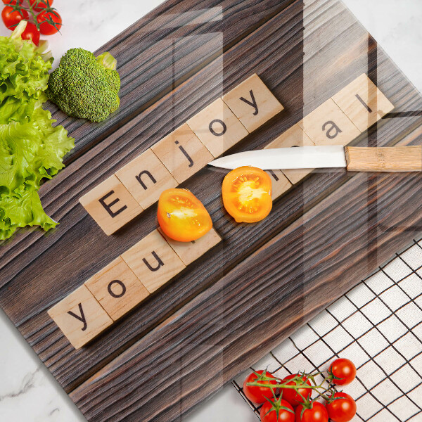 Herdabdeckplatte glas Enjoy your meal