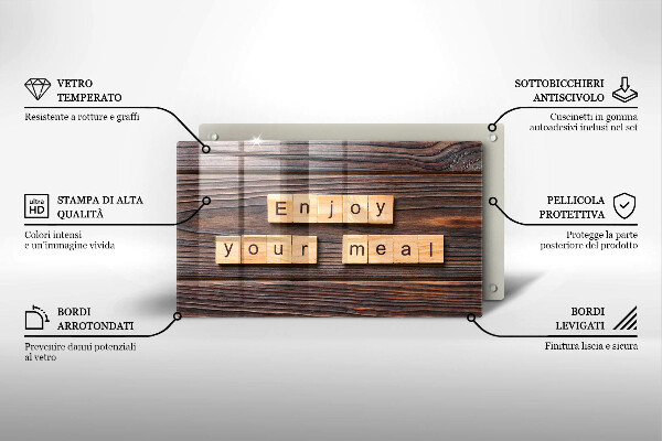 Herdabdeckplatte glas Enjoy your meal