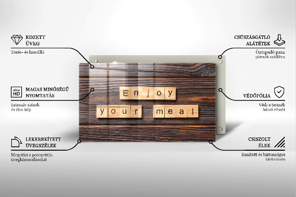 Herdabdeckplatte glas Enjoy your meal