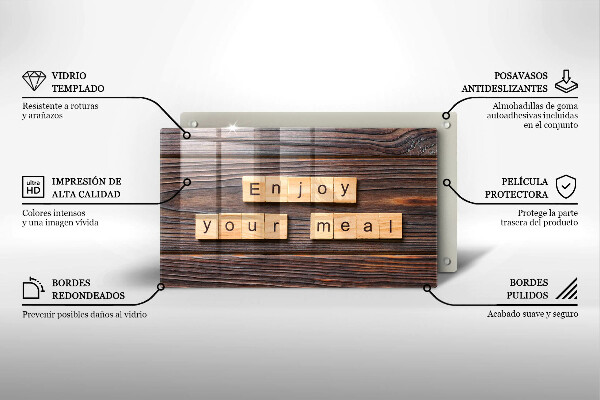 Herdabdeckplatte glas Enjoy your meal