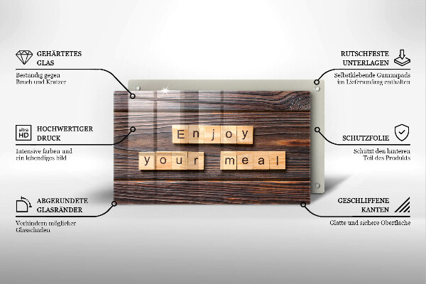 Herdabdeckplatte glas Enjoy your meal