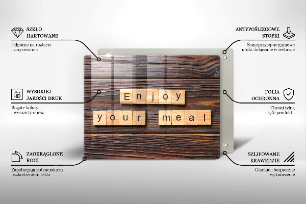 Herdabdeckplatte glas Enjoy your meal