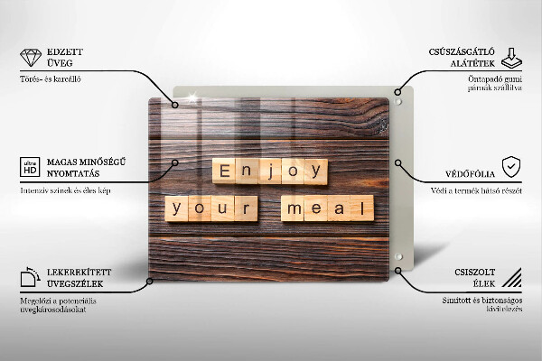 Herdabdeckplatte glas Enjoy your meal