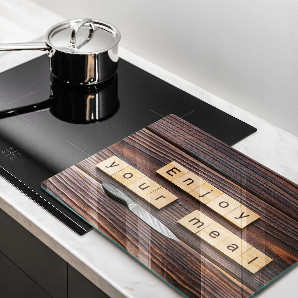 Herdabdeckplatte glas Enjoy your meal