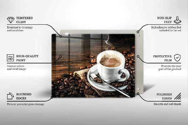 Herdabdeckplatte glas Tasse und Kaffeebohnen