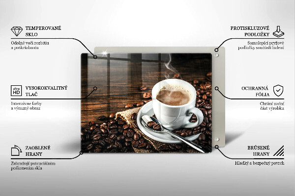 Herdabdeckplatte glas Tasse und Kaffeebohnen