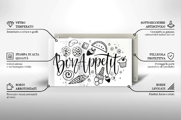Herdabdeckplatte glas Bon Appetit
