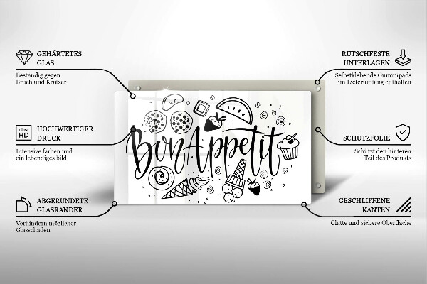 Herdabdeckplatte glas Bon Appetit