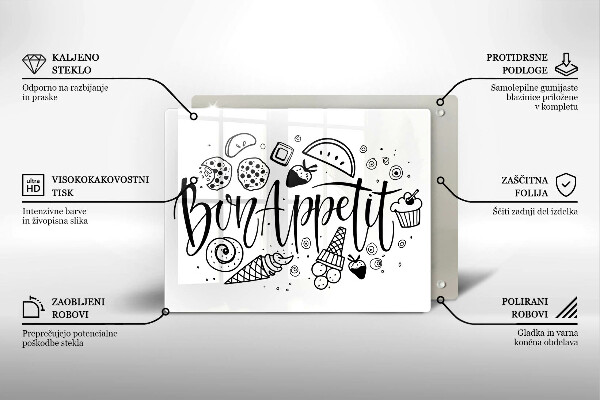 Herdabdeckplatte glas Bon Appetit