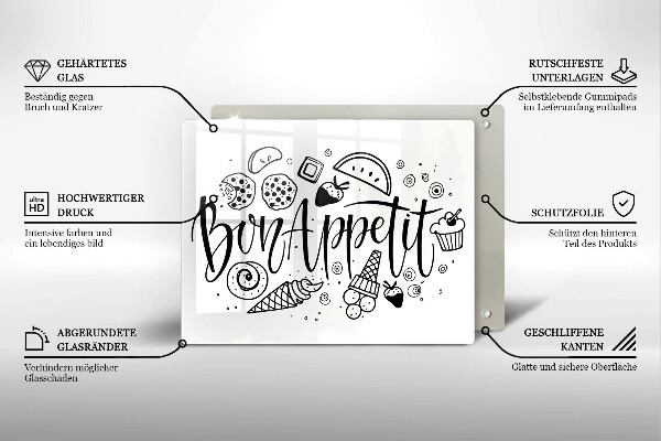 Herdabdeckplatte glas Bon Appetit