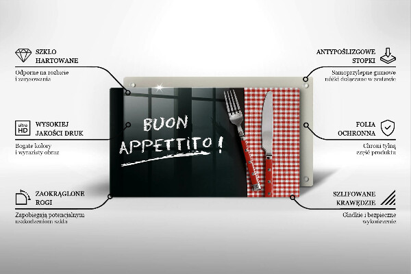 Herdabdeckplatte glas Buon Appetito!