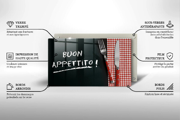 Herdabdeckplatte glas Buon Appetito!