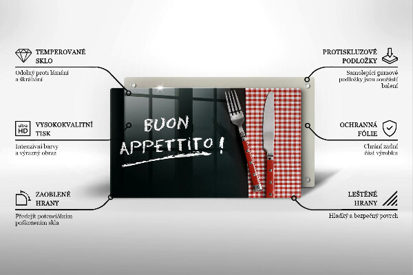 Herdabdeckplatte glas Buon Appetito!