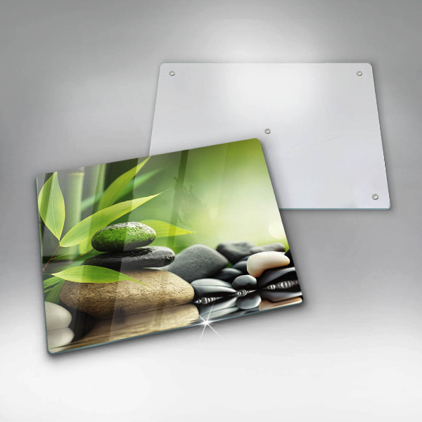 Herdabdeckplatte glas Zen-Bambussteine
