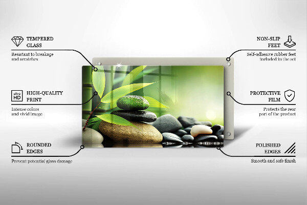 Herdabdeckplatte glas Zen-Bambussteine