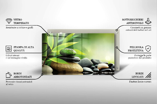 Herdabdeckplatte glas Zen-Bambussteine