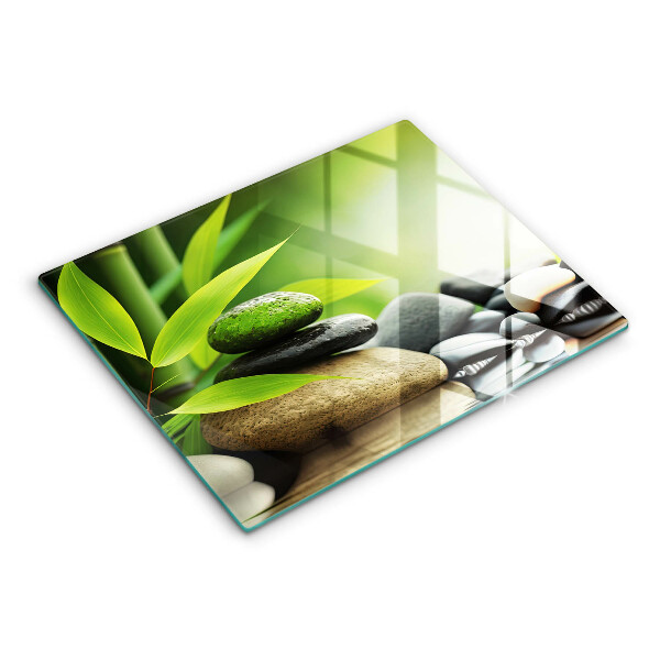 Herdabdeckplatte glas Zen-Bambussteine