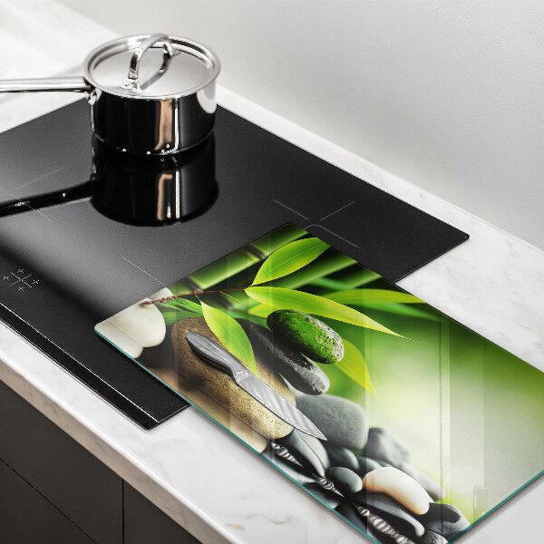 Herdabdeckplatte glas Zen-Bambussteine