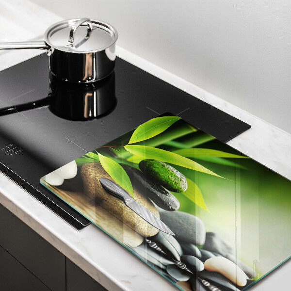 Herdabdeckplatte glas Zen-Bambussteine