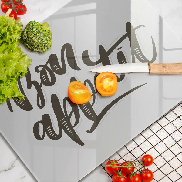 Herdabdeckplatte glas Inscription Bon Appetit