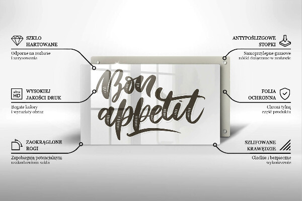 Herdabdeckplatte glas Inscription Bon Appetit