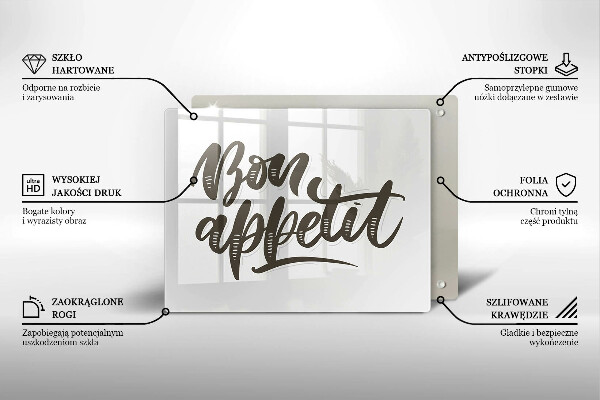 Herdabdeckplatte glas Inscription Bon Appetit