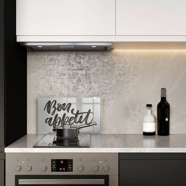 Herdabdeckplatte glas Inscription Bon Appetit