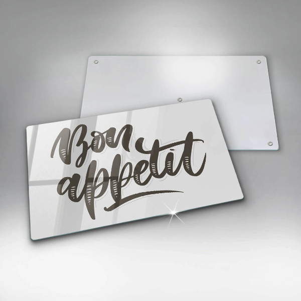 Herdabdeckplatte glas Inscription Bon Appetit