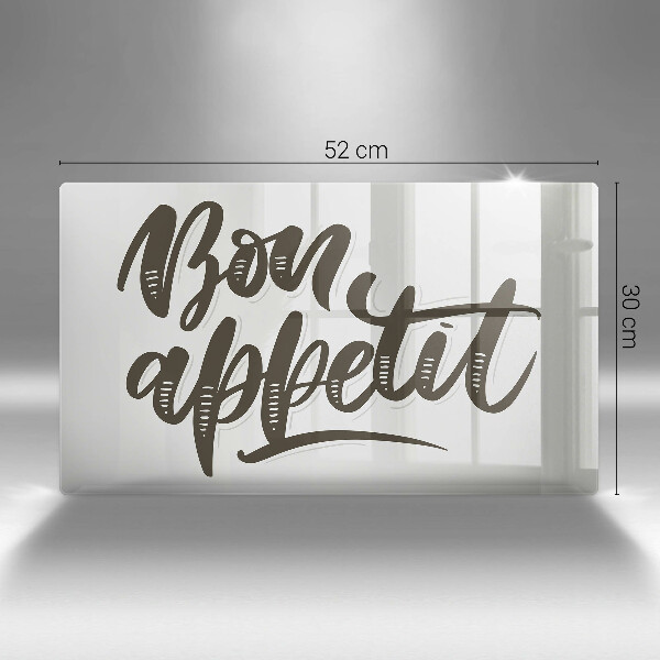 Herdabdeckplatte glas Inscription Bon Appetit