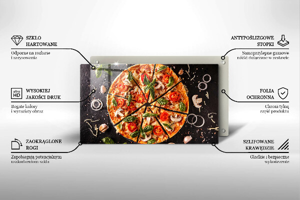 Herdabdeckplatte glas Pizza mit Pilzen