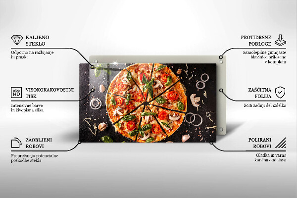 Herdabdeckplatte glas Pizza mit Pilzen